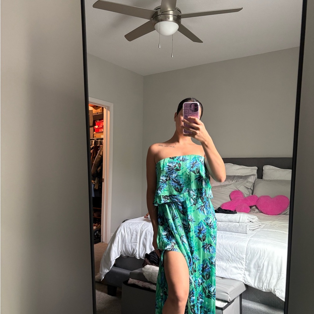 Tropical Strapless Maxi Dress